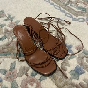 Lightly worn asos brown lace up heels